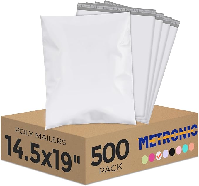 Metronic Poly Mailers 14.5x19 500 Pcs Large Shipping Bags by METRONIC