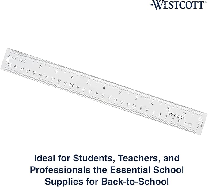 Westcott Acrylic Clear Ruler, Easy-to-Read Markings, Scratch-Resistant Design - Image 7