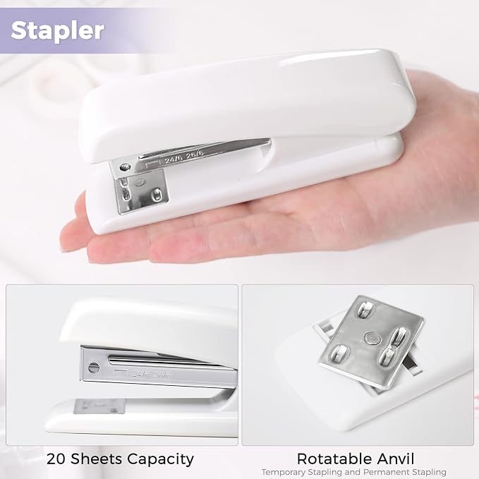 SKYDUE White Office Supplies Set, Desk Accessories, Tape Dispenser, - Image 2