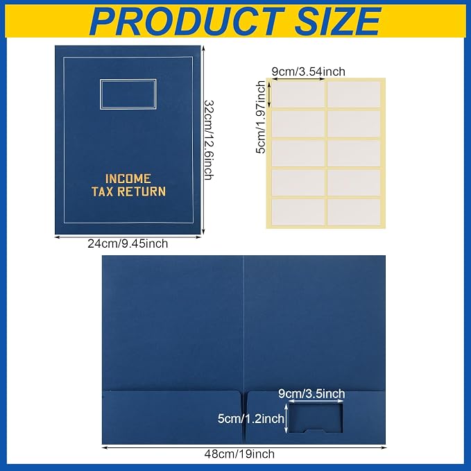 Kisston 300 Pcs Tax Return Folders Bulk 2 Pocket Gold Foil Stamped Income Tax - Image 2