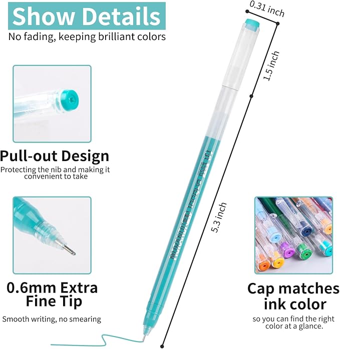 Gel Pens For Coloring, 18 Pack Colored Pens for Black Paper & White Paper - Image 3