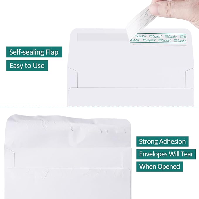 Eupako A6 White Envelopes 4x6, 100 Pack Self Seal Envelopes - Image 3
