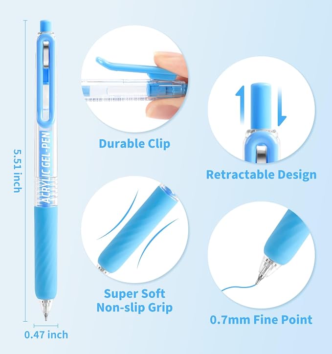 Acrylic Gel Pens For Coloring, 54 Colors Retractable Colored Pens for Black - Image 4