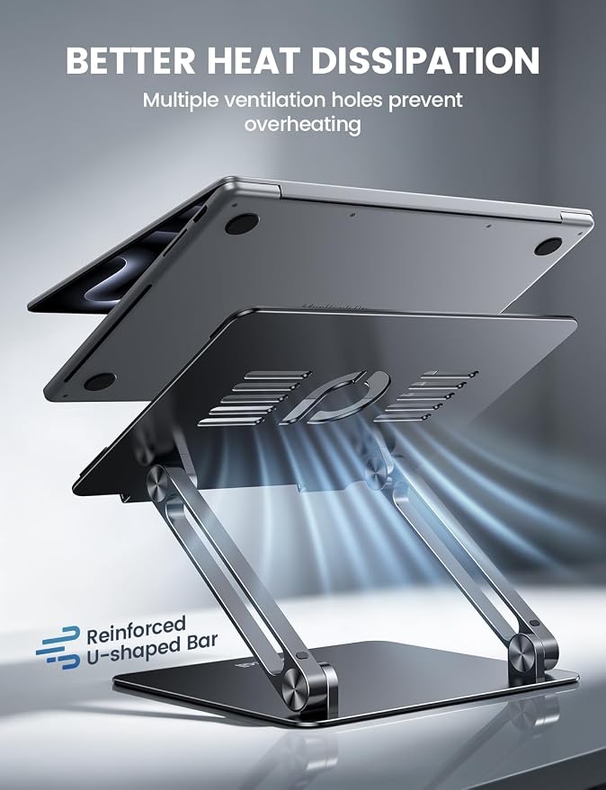 Lamicall Adjustable Laptop Stand, Portable Laptop Riser, Aluminum Laptop Stand - Image 6