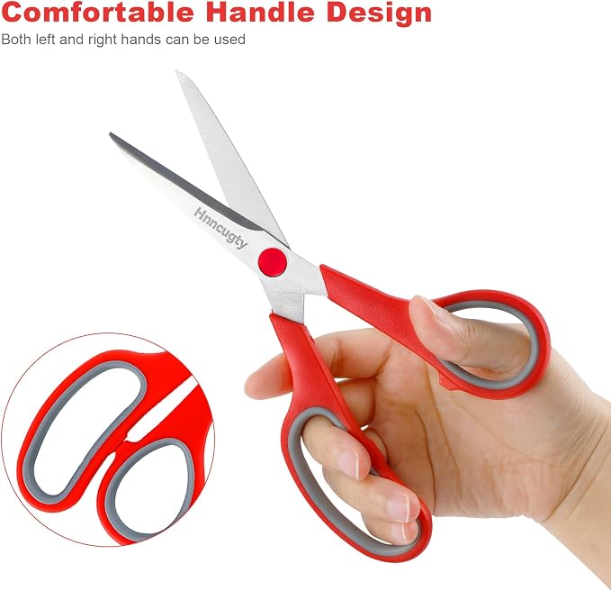 Scissors, Hnncugty 8" Scissors All Purpose Bulk Set of 6-Pack, Sharp Shears - Image 3