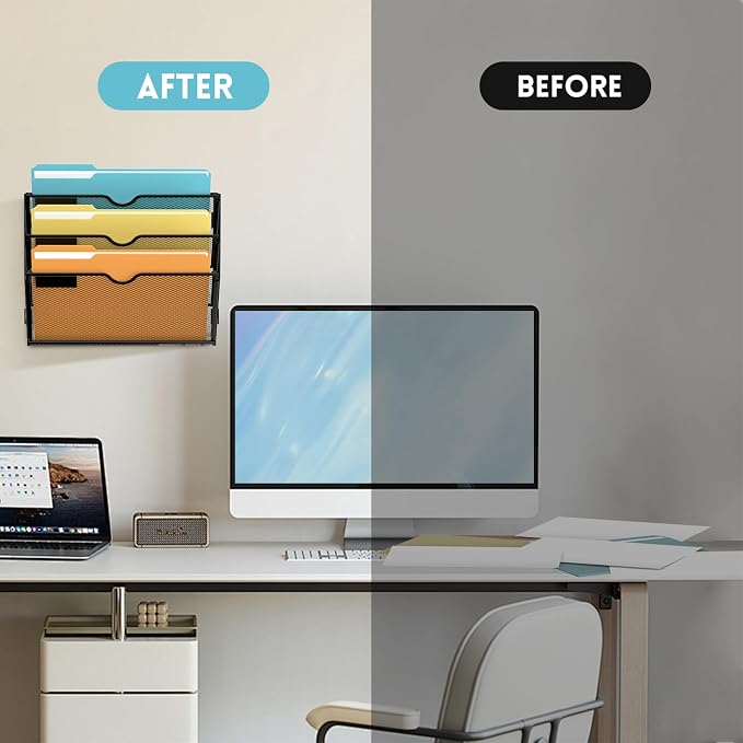 SUPEASY 3 Tier Wall File Organizer, Hanging Wall Mounted Mail Organizer - Image 7