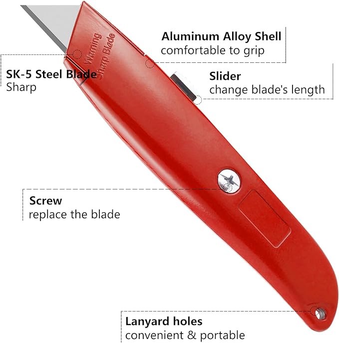 DIYSELF 2Pack Utility Knife Box Cutter Retractable Razor Blade Heavy Duty Box - Image 5