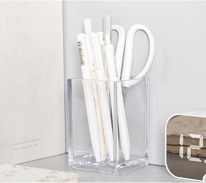 HSYMQ 2 Pack Clear Acrylic Pencil Pen Holder Cup, Makeup Brush Holder Acrylic - Image 7