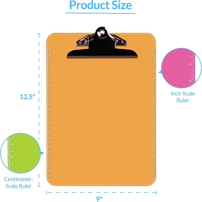Pack of 6 Plastic Clipboards - Image 4
