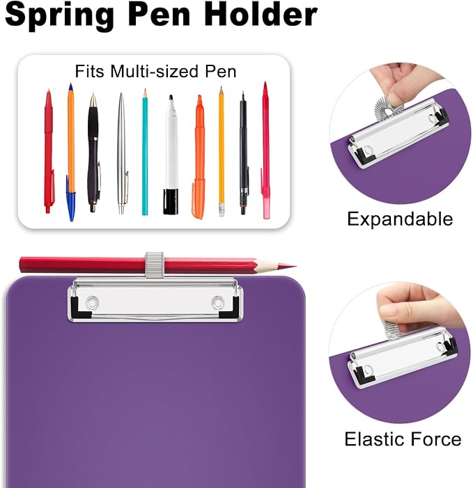 Hongri A5 Clipboard with Storage, Metal Retractable Pen Holder, 6 x 9'' Nursing - Image 3