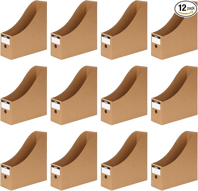 12 Pcs Cardboard Magazine File Holder Boxes by Unknown