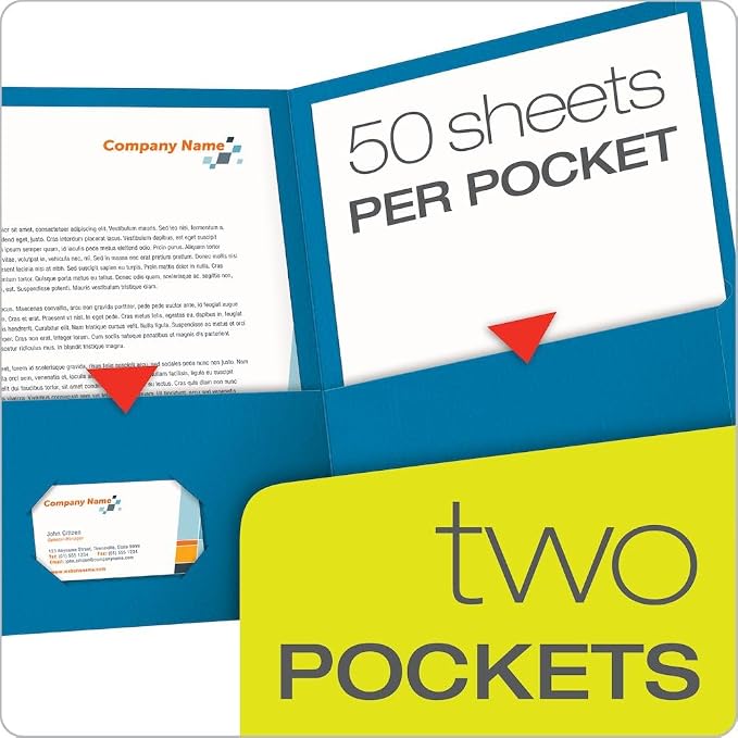 Oxford Twin-Pocket Folders, Textured Paper, Letter Size, Light Blue, Holds 100 - Image 2
