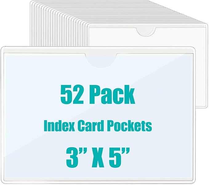 52 Pack Index Card Holder 3x5 Inch, Labels by Unknown
