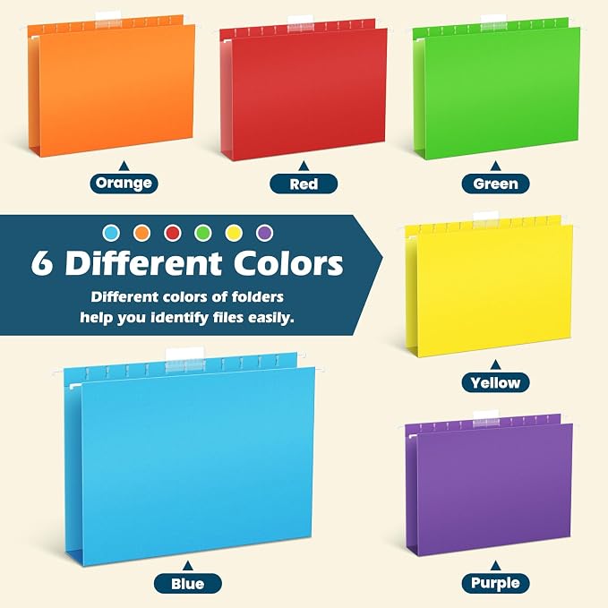 V-Opitos 12 Pack 1 Inch Expansion Hanging File Folders, Letter Size Hanging - Image 6