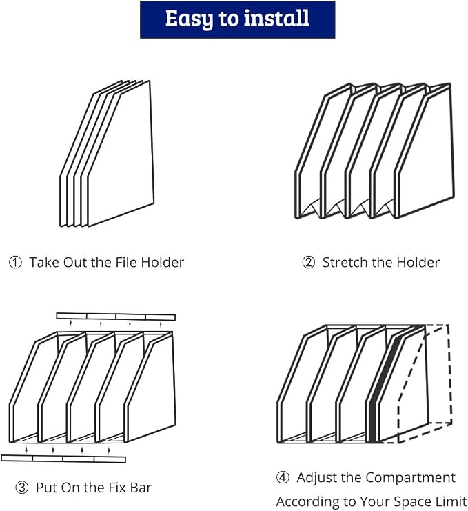 Lemical Magazine Holder 4 Vertical Compartments Collapsible Magazine File - Image 7