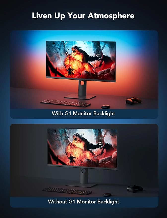 Govee Gaming Light for Monitor G1, RGBIC LED Backlight for 27-34 Inch PC - Image 8