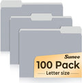 SUNEE File Folders Letter Size Gray, 100 Pack Manilla Folders 8.5 x 11 1/3-Cut by SUNEE