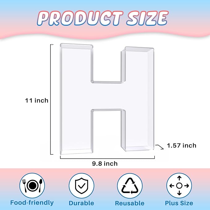11" Acrylic Letter Charcuterie Box, Reusable Fillable Alphabet Number Shaped - Image 2