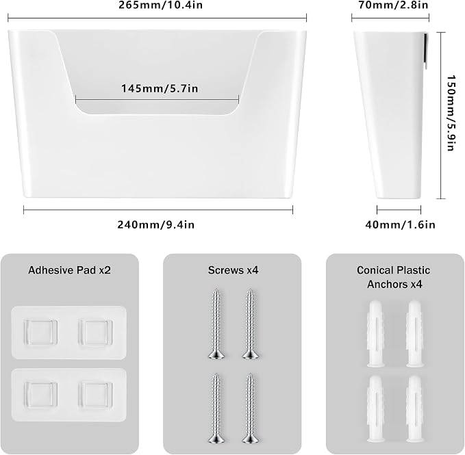 JOMOLA No Drilling File Holder 2 Pack Mail Organizer Wall Mount File Organizer - Image 2