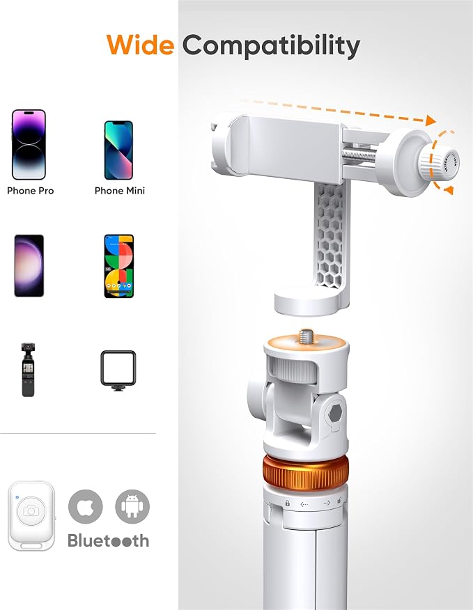 EUCOS 62" Tripod for iPhone, Sturdy Selfie Stick Tripod - Image 5