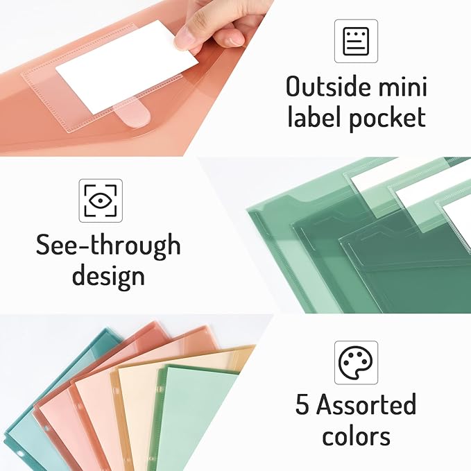 Forvencer Binder Pocket, 24 Pack Super Heavyweight Plastic Folders - Image 6