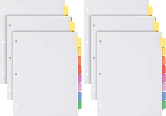 Oxford Binder Dividers for 3 Ring Binders, 6 Pack, 8-Tab Dividers, Write & by Oxford