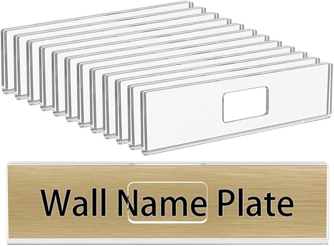 NIUBEE 12 Pack Acrylic Wall Name Plate Holder 2x8 Inch, Door Name Plates Set by NIUBEE