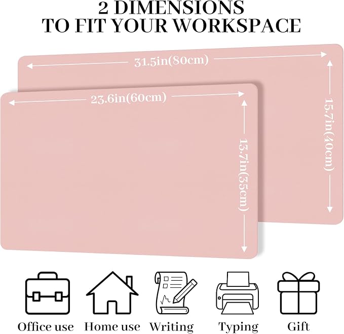 Leather Desk Pad Mat, Computer Pink Desk Mat Non-Slip, PU Large Mouse Pad - Image 3