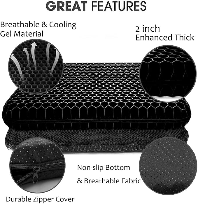 Gel Seat Cushion for Long Sitting, Extra Thick Gel Cushion for Wheelchair Soft - Image 2