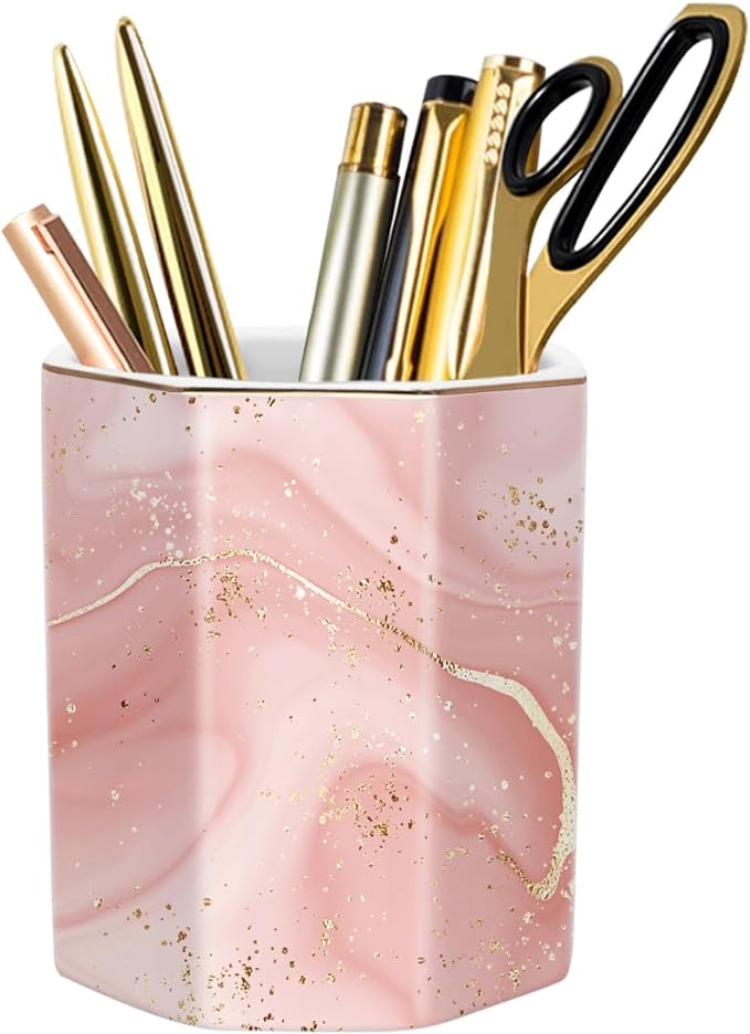 Cute Pen Holder for Desk, Ceramic Pencil Holder, Pen Cup Marker Holder Makeup by WAVEYU