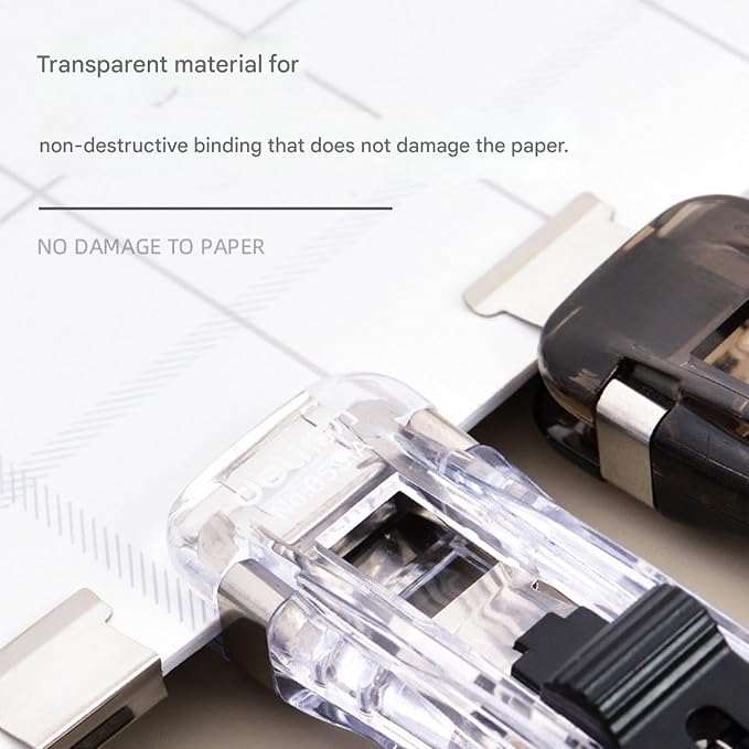 4 Pcs Portable Binder Clip Stapler, Includes 200 Reusable Push Clips, Handheld - Image 6
