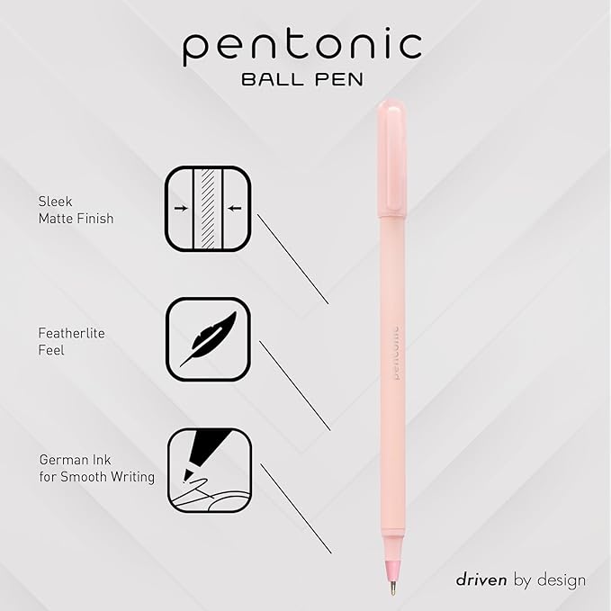 Pentonic Ballpoint Pens, Frosted Pale Pink Barrel - Image 2