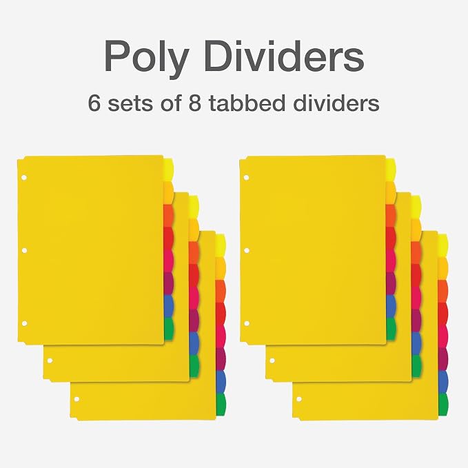 Oxford Plastic Binder Dividers for 3 Ring Binder, Durable Plastic Binder Divider - Image 3
