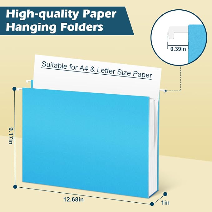 V-Opitos 96 Pack 1 Inch Expansion Hanging File Folders, Letter Size Hanging - Image 3