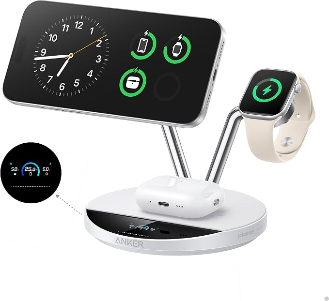 Anker Prime 3-in-1 Qi2.2 MagSafe Compatible 25W Wireless Charging Station | by Unknown