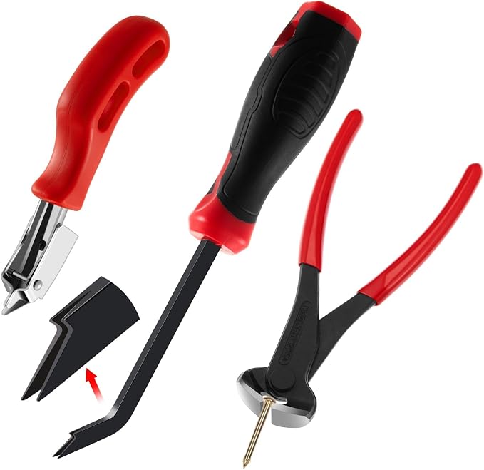 WILLBOND 3 Pcs Upholstery Staple Remover Tools Set Including End Cutting Plier by WILLBOND