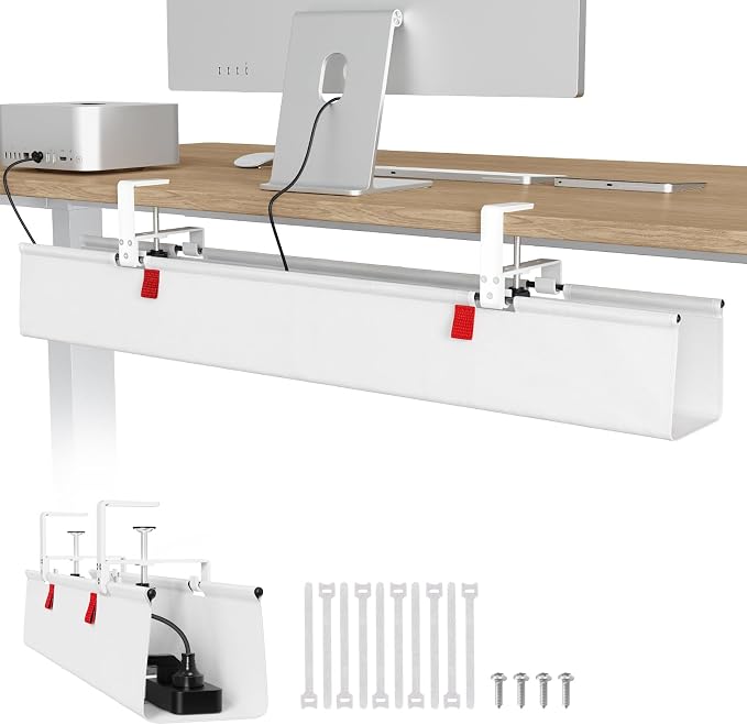 Univivi No Drill Under Desk Cable Management Tray, Clamp/Screw Mount Desk Cable by Univivi