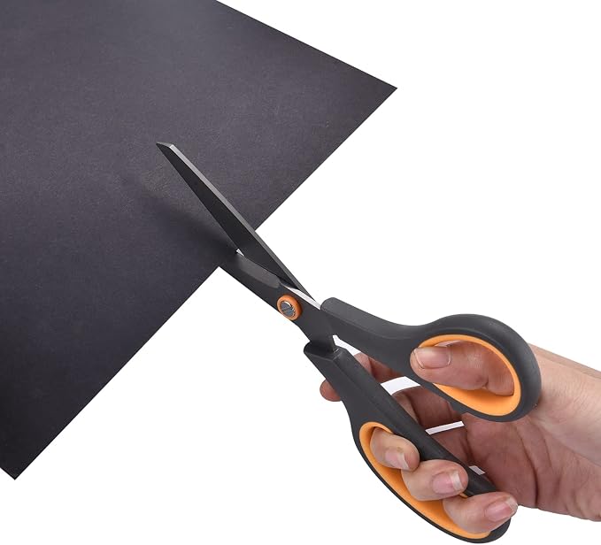CCR Scissors 8 Inch Soft Comfort-Grip Handles Sharp Titanium Coating Blades - Image 6