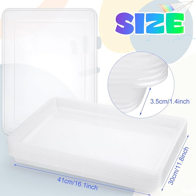 Hoteam 10 Pcs Flat Storage Organizer Tray Bin Paper Tray - Image 2