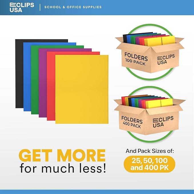 Folders with Pockets 2 Pocket Folders Bulk Holds 100 Sheets Assorted Colors - Image 7