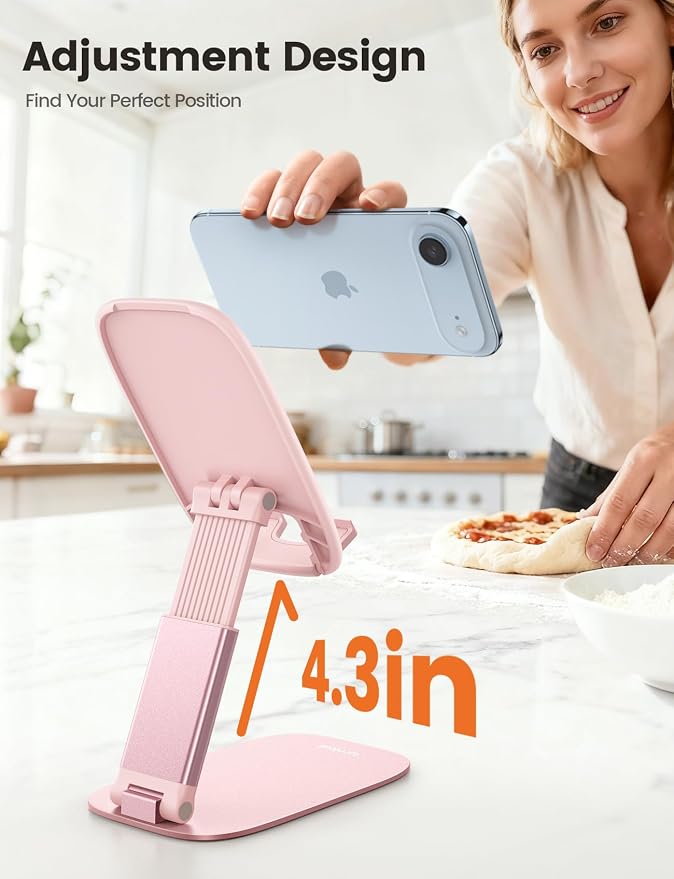 Lamicall Pink Desk Accessories for Women, Cute Rose Gold Phone Stand Holder for - Image 2