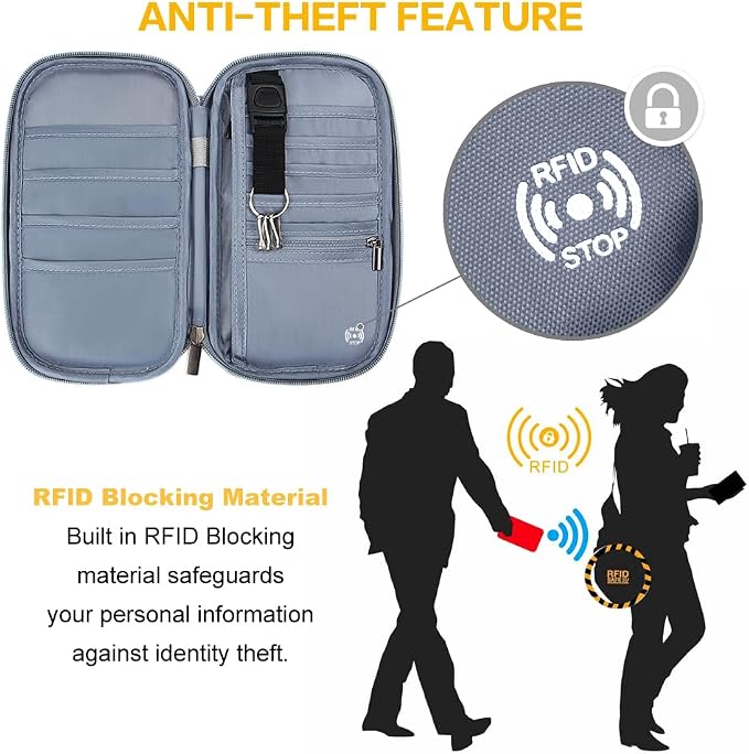 RFID Passport Wallet with Vaccine Card Slot, Family Travel Passport Holder - Image 5
