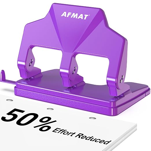 AFMAT 3 Hole Punch Heavy Duty, 40-Sheet Three Hole Punch, 50% Reduced Effort by AFMAT