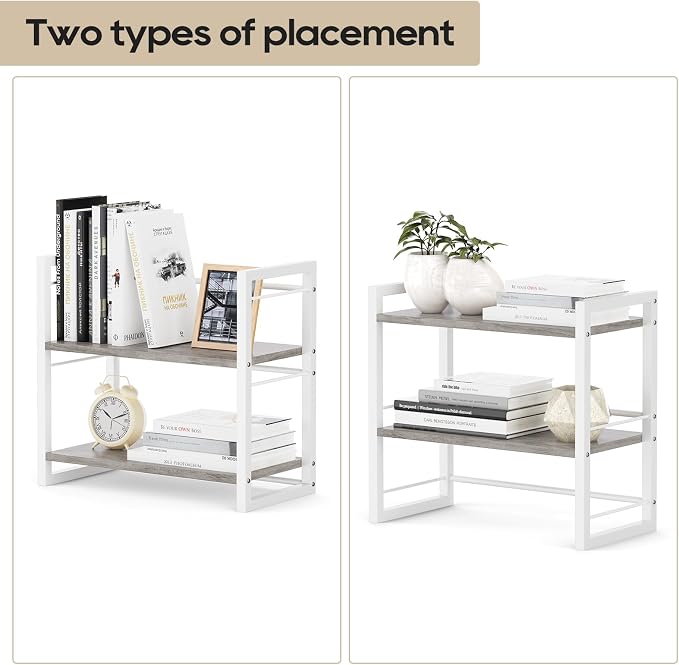 Office Desk Shelf Organizer, Wood Desktop Bookshelf Supplies Storage Rack - Image 7