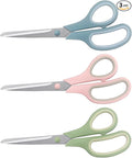 LONGKEY 8.5" Pastel Scissors 3-Pack, Ultra Sharp Stainless Steel, Soft Grip by LONGKEY