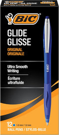 BIC Glide Blue Retractable Ballpoint Pens, Medium Point, 12-Count Pack by BIC