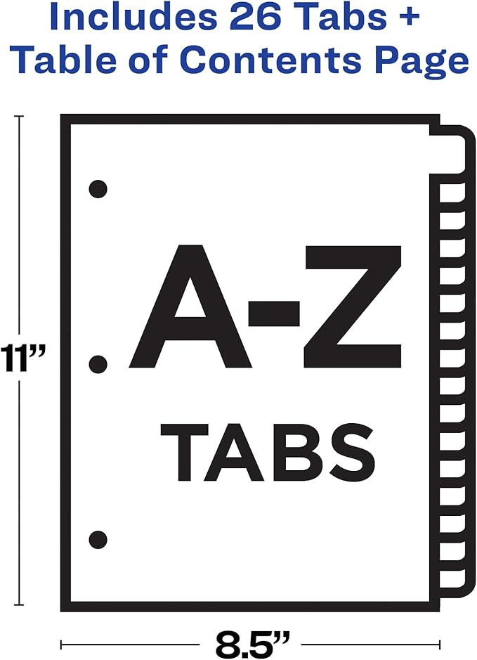 Avery A-Z Dividers for 3 Ring Binders, 26 Tabs per Set, Customizable Table of - Image 4