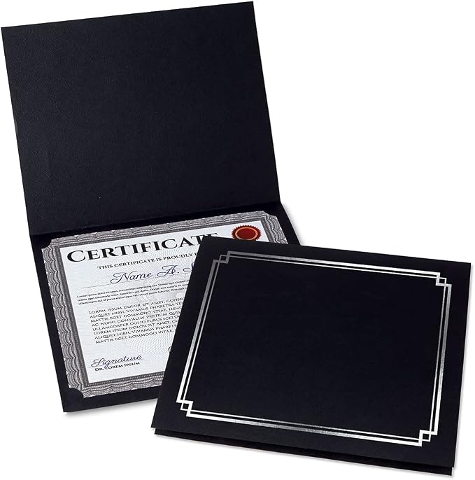 Classic Black and Silver Foil Certificate Folders by Fine+Stationery
