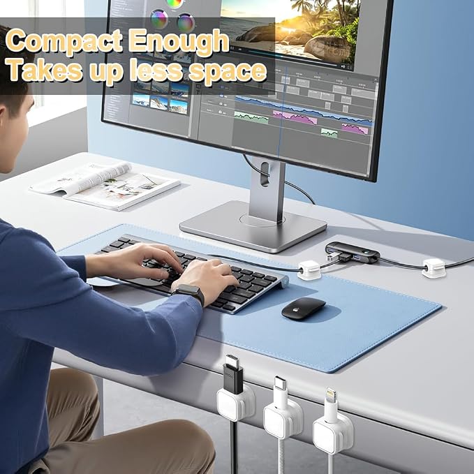 18 Pack Cord Organizer Holder, Magnetic Cable Clips Management, Easy Adhesive - Image 2