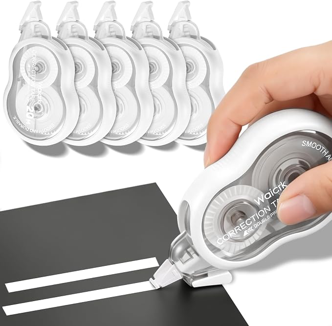 Correction Tape with Dispenser, Tear-Resistant, Easy-to-Use Applicator by Waicrk